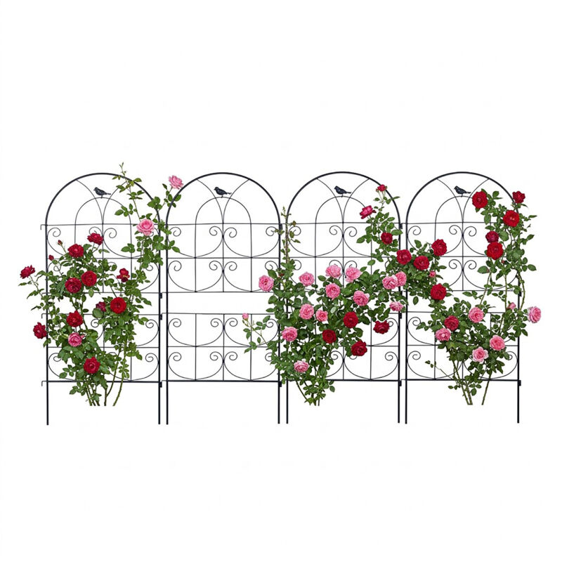 Relaxdays Rankgitter, 4er Set, Hxb, 116 X 50 Cm, Metall, Rankhilfe Für Kletterpflanzen, Garten, Rosenrankhilfe, Schwarz