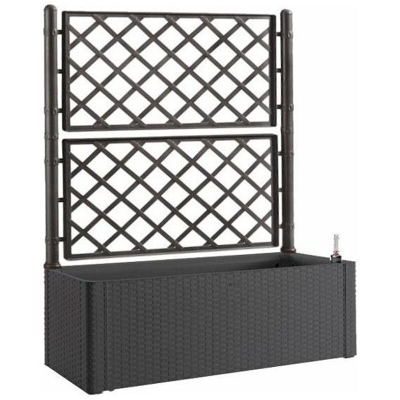 Stefanplast Rankgitter Xl In Anthrazit Mit Spalier Und Blumenkasten 90l - Mit Wasserstandsanzeige - Wetterresistent Und Uv-beständig - Ideal Für Garten, Balkon