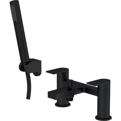 Ranton Contemporary Bath Shower Mixer Tap with Shower Kit - Matt Black - Balterley