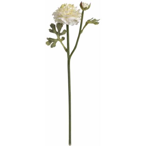 Ranunculus Spray Artificial Flower (Single Stem) - Fabric/Plastic - L8 x W11 x H44 cm - Green