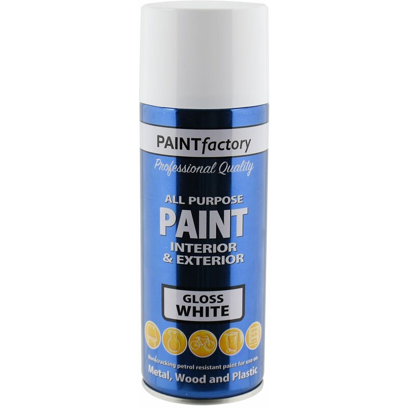 Paint Factory - All Purpose Spray Paint 400ml - White GlossSingle