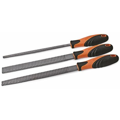 Râpe à bois plate et ronde 200mm – Conçue pour limage grossier – Poignée ergonomique soft grip pour confort d'utilisation – Kendo