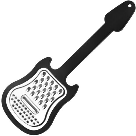 Râpe à fromage manuelle créative en forme de guitare, en acier inoxydable noir.