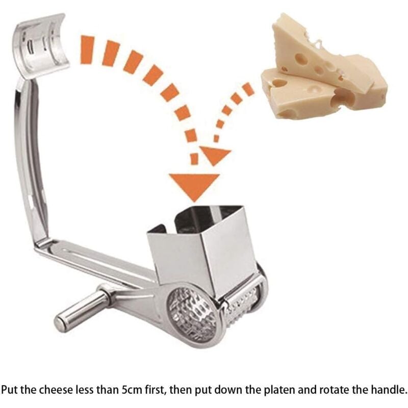 Râpe à fromage rotative à manivelle, râpe à noix, ensemble de trois pièces en acier inoxydable, outils de cuisine