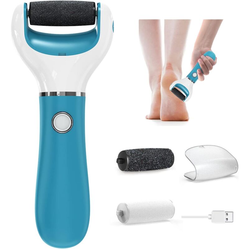 Râpe à Pieds Electrique Anti-Callosité, Lime pour Pieds Professionnelle de Pédicure pour Eliminer Les Peaux Mortes et Craquelées, 2 Têtes de Rouleaux