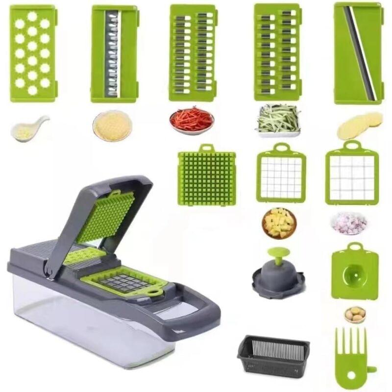Râpe à pommes de terre et légumes multifonction 16 en 1, mandoline, coupe-oignons et hachoir à légumes (ustensiles de cuisine et accessoires)