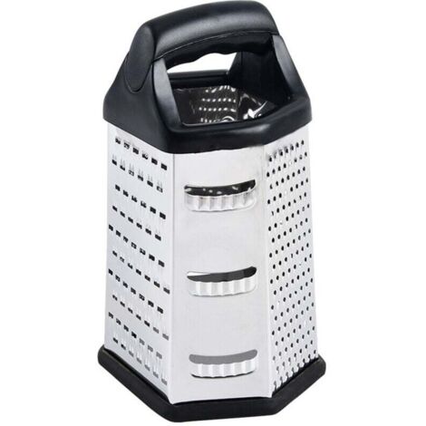 Râpe avec récipient de récupération - Râpe manuelle à 6 faces - Râpe multifonctionnelle - Râpe à gros, moyen et fin grain - Râpe avec lame de coupe - Râpe avec couvercle assorti