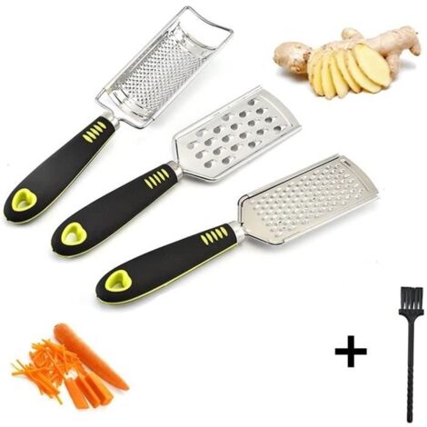 Râpe,Coupe Légumes,Trancheuse À Fromage,Râpe à Hachoir à Manuelle+Brosse,pour Pommes de terre,Concombres,Oignons,Salade,Agrumes,3pcs