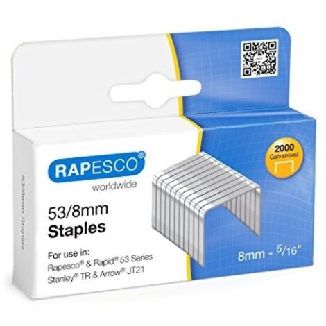 RAPESCO 0752 BOÎTE DE 2000 AGRAFES EN ACIER GALVANISÉ ARGENT