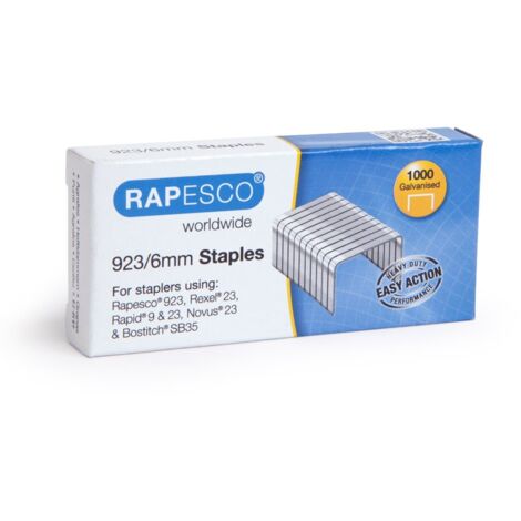 Rapesco 1235 Punti Galvanizzati Professionali Tipo 923/6 mm, Confezione da 1000