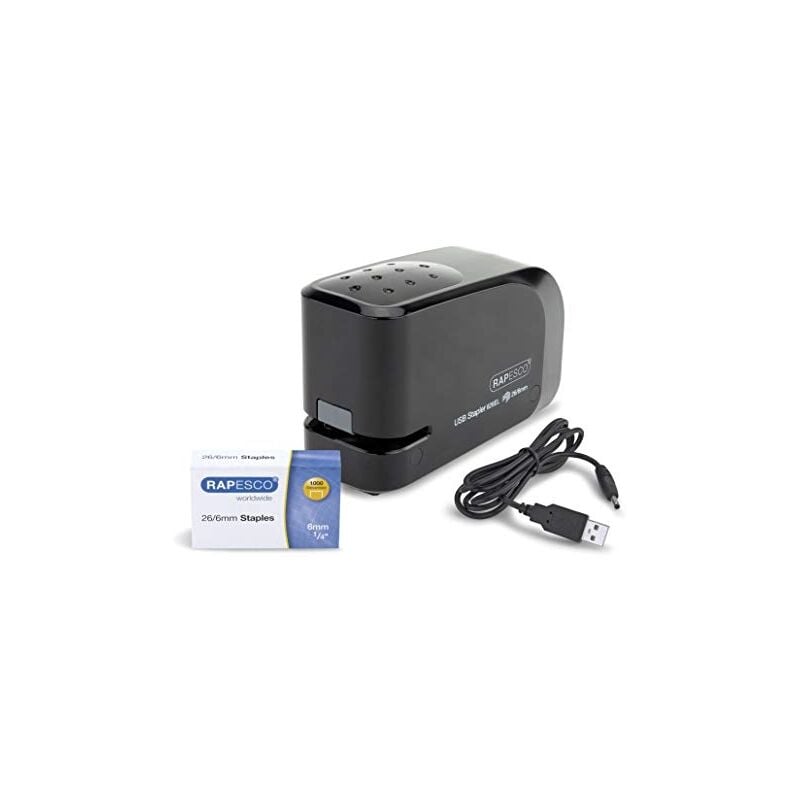 1454 agrafeuse automatique à rechargement par usb/piles noir - Rapesco