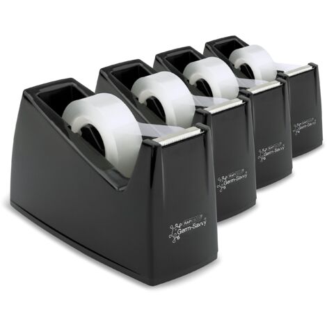 Rapesco 1741 Confezione Business: 4 Dispenser di Nastro Adesivo 300 Germ-Savvy Antibatterico e 4 Rotoli di Nastro Trasparente