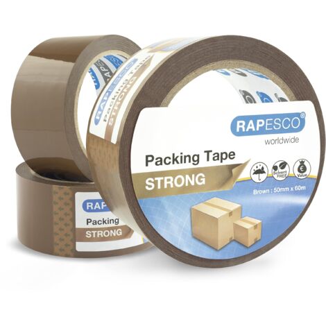 Rapesco 1750 Nastro da Imballaggio Resistente da 50mm x 60m, Marrone, Confezione da 3