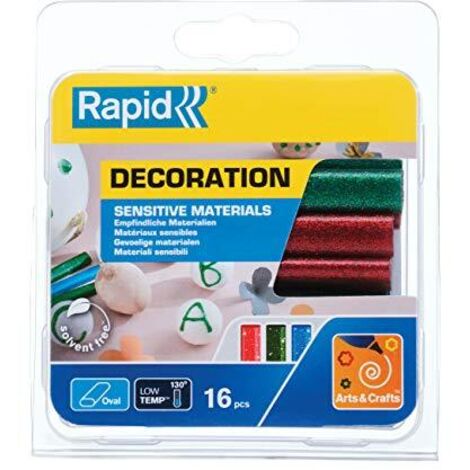 Rapid 40108462 Colla Rapid Oval a Bassa Temperatura Glitter Rosso Verde Blu, Assortiti