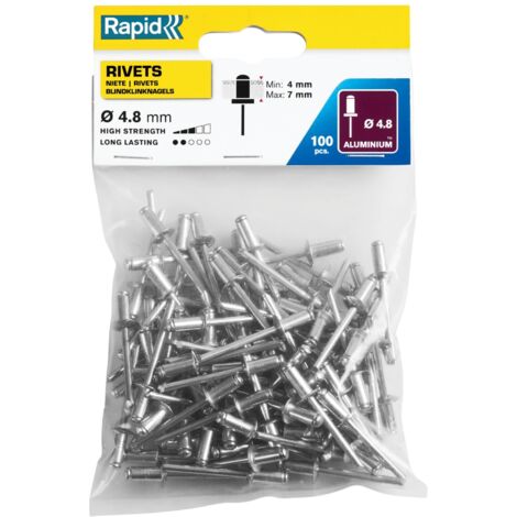 Rapid 5000380 Rivetti Standard Ø4,8x10 mm, Colore Acciaio