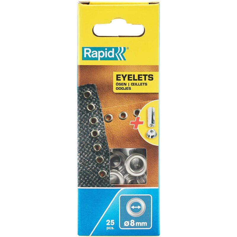 Eyelets 8mm Pack of 25 + Metal 2 Piece Anvil - Rapid