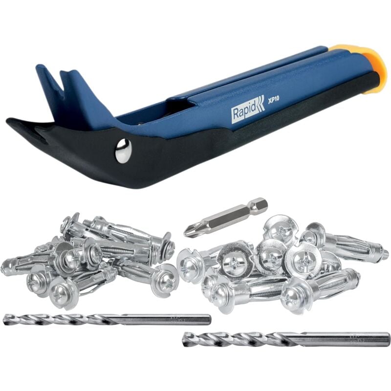 Rapid - Fixation Murale Usage Occasionel / Kit 1 Forêts de perçage + 20 Chevilles à Expansion - Pince à Expansion XP10 pour Chevilles M4 & M5
