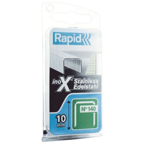Rapid – Agrafes inox N°140 10mm – 650 pièces – Dos plat pour fixation solide – Pointes affûtées pour pénétration efficace