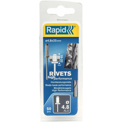 Rapid Blindniete Universal Ø 4,8 x 25mm incl. Bohrer50 Stk. Blister