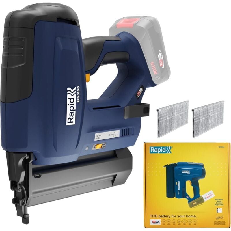 RAPID - BNX50 - Cloueuse électrique à batterie 18V pour clous n°8/20-50mm - Boîte sans batterie - (5001501)