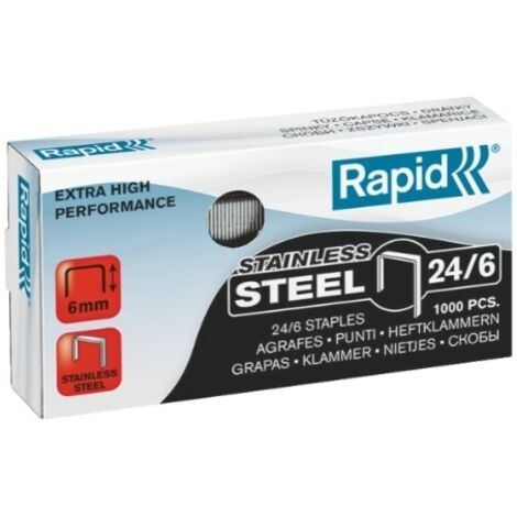 RAPID - BOÎTE DE 1000 AGRAFES 24/6 EN INOX 24858100