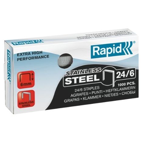 RAPID - BOÎTE DE 1000 AGRAFES 24/6 EN INOX 24858100