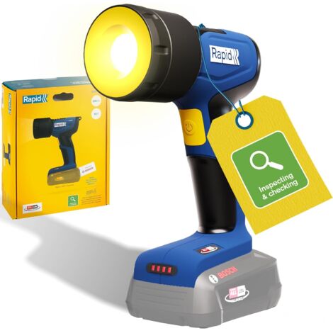 RAPID - BWL290 - Lampe sans fil 190 Lumens avec faisceau réglable, inclinable 90°, crochet de suspension, Batterie 18V - Batterie non incluse - Emballage Carton FSC - (5001752)