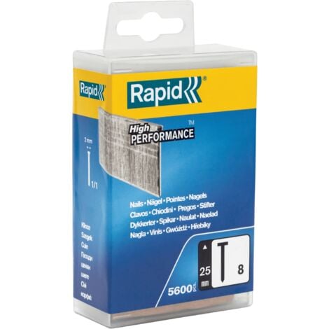 RAPID - Clous acier galvanisé (Gauge18) n°8/25mm - Boîte polypro 5600 - (5000183)
