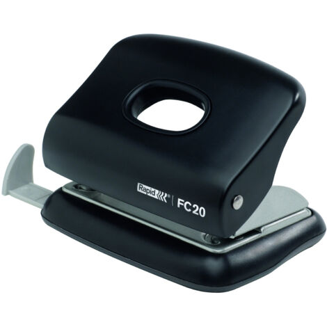 Rapid FC20 Perforatore a Leva Nero Metallo e Plastica ABS Capacità 20 Fogli