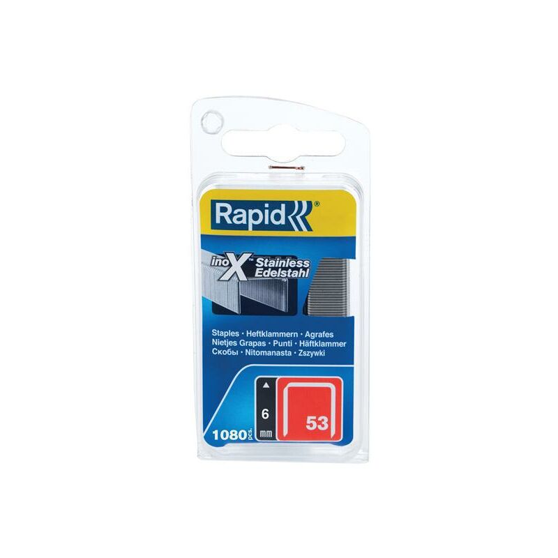 Rapid 40109509 53/6B 6mm Stainless Steel Fine Wire Staples (Box 1080) RPD40109509