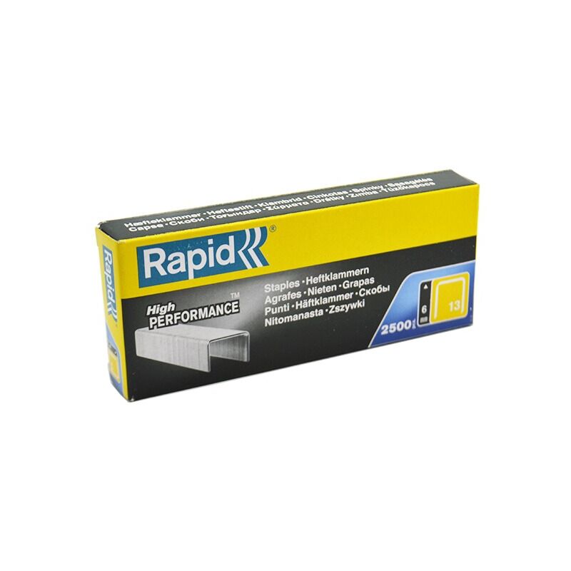 RAPID High-Performance Staples for Textiles, Finewire No. 13, Leg Length 6mm, Staple Gun Staples, Galvanised Steel, 2500 Pieces, Boxed (11830725)