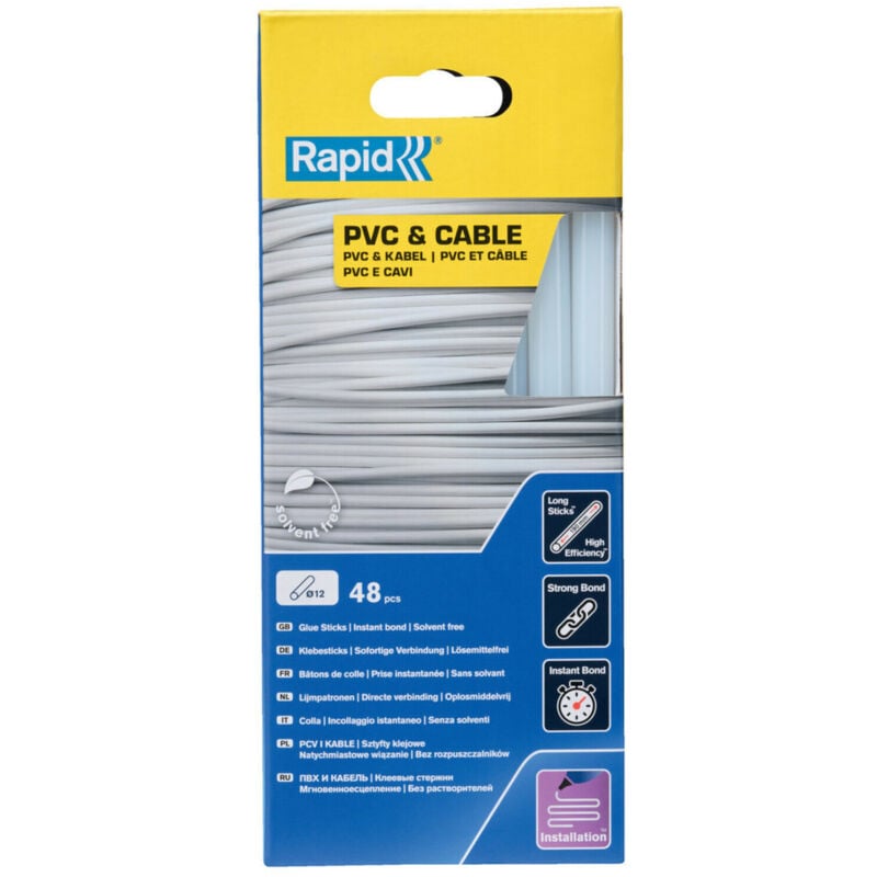 Image of Pvc- & Kabel-Klebestifte 190 mm x 48 Sticks - Box Rapid isaberg - 5001413