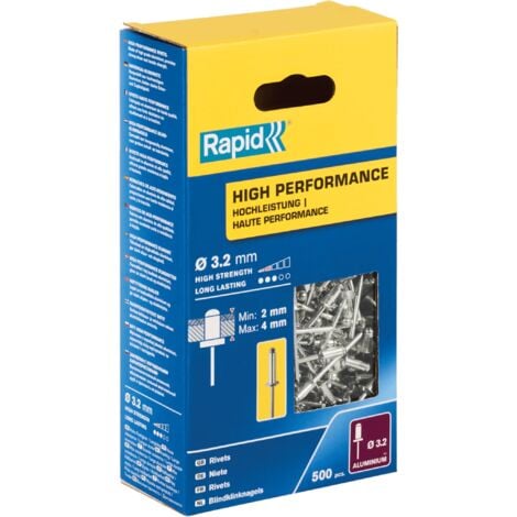 RAPID - Rivets hautes performances Ø3,2 x 8mm aluminuim - Boîte de 500 - (5001431)