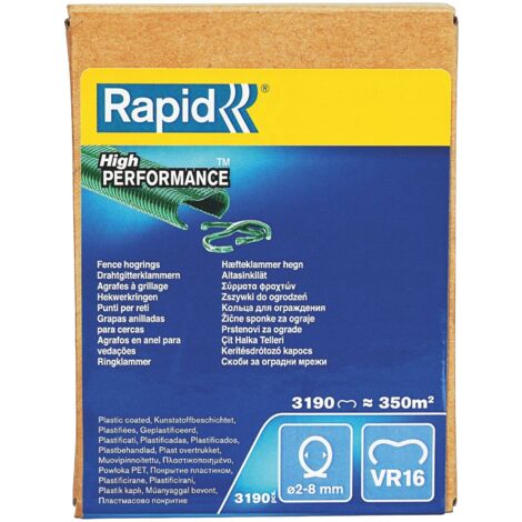 Rapid VR16 Confezione da 3190 Anelli di Fissaggio in Acciaio Zincato con Rivestimento in PET Verde per Recinzioni e Reti Metalliche da 2 - 8 mm