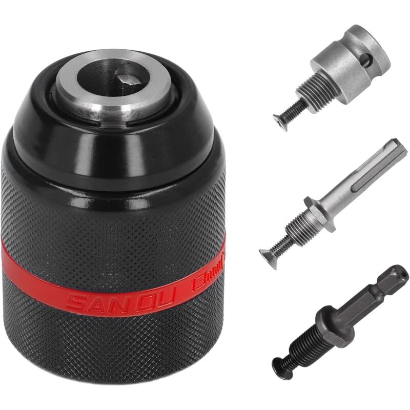 Rapide Mandrin Perceuse 1.5-13mm, Filetage 1/2' 20UNF, Adaptateur Mandrin Visseuse, avec SDS Plus, clé à Chocs et 1/4 HEX, Outil de Conversion, pour