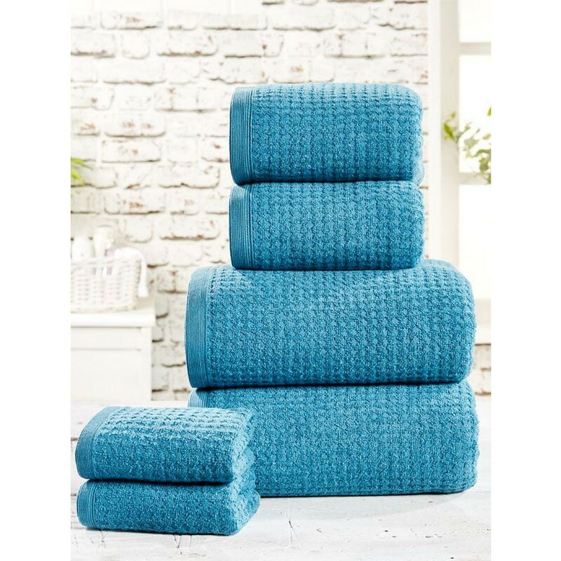 Image of Bale Waffle Towel Bale Set (Pack of 6) (One Size) (Blue Lagoon) - Blue Lagoon - Rapport