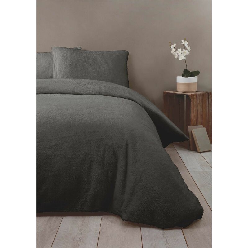 Charcoal Fleece King Duvet Cover Bedding Bed Set Quilt Cover - Rapport