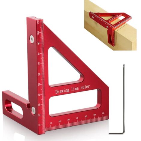 Rapporteur Carré pour le Travail du Bois, Équerre 3D D'onglet - Traçage Angle de 45 à 90, Outil de Mesure Menuiserie pour Bricolage/Outillage/Menuiserie
