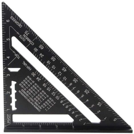 Rapporteur carré triangulaire Outil de mesure en alliage d'aluminium de haute précision de 7 pouces, noir