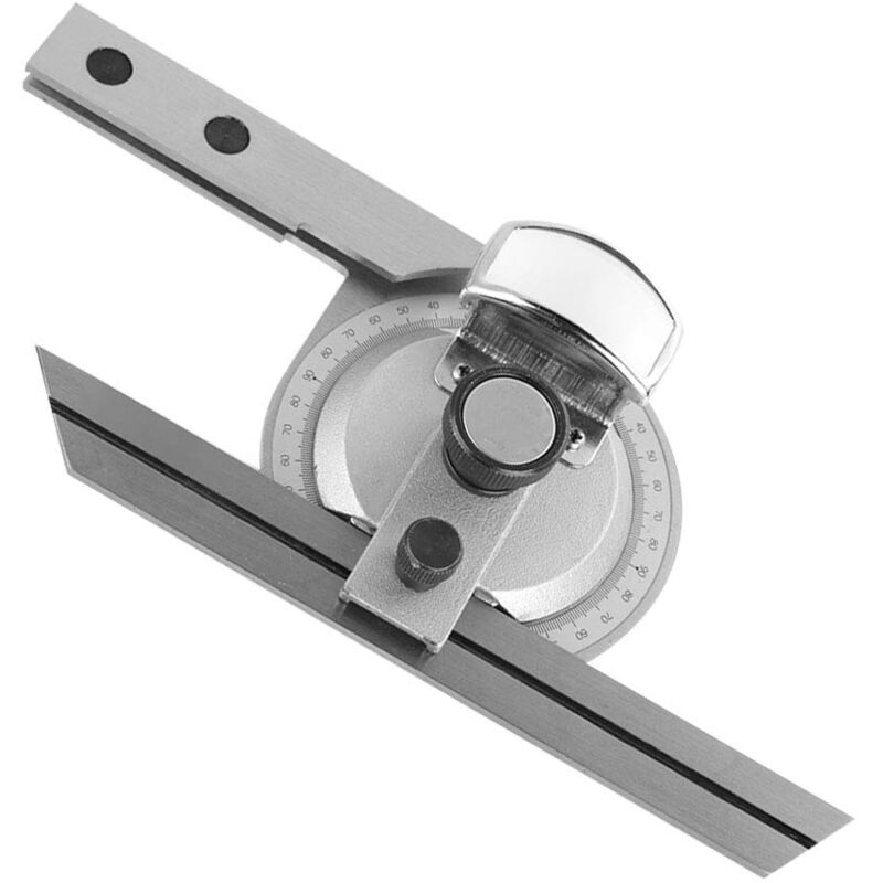 Rapporteur D'angle Biseauté Universel en Acier au Carbone à 360 ° avec Loupe Règle de Rapporteur de Haute Précision pour Mesurer les Angles Internes
