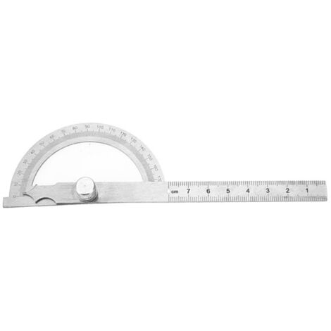Rapporteur d'Angle (Goniomètre) en Acier Inoxydable 0-180° + Règle 15cm avec Système de Blocage 80x120mm