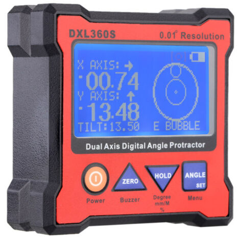 Rapporteur d'angle numérique DXL360S à deux axes avec base magnétique à 5 côtés, niveau à bulle haute précision, 100-240 V, 50-60 Hz