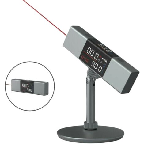 Rapporteur laser 2 en 1, mesure d'angle, niveau laser, règle, chargement USB-C, signal numérique laser avec support.