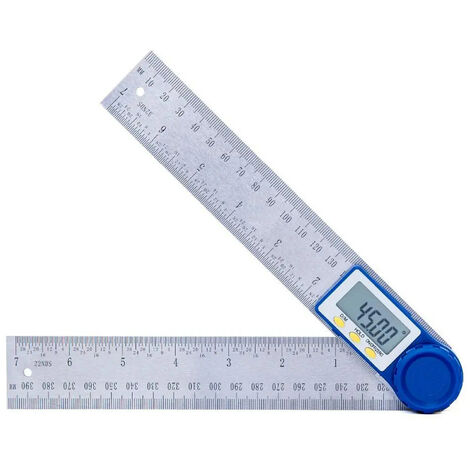 Rapporteur numérique 200 mm 7 pouces Détecteur d'angle numérique Rapporteur Règle Mètre Inclinomètre Goniomètre Niveau Jauge d'angle électronique (Bleu)