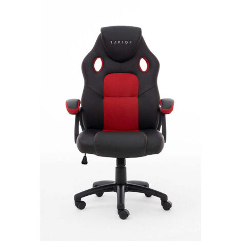 Raptor-Gaming GS-40 Sedia da Gaming Nera e Rossa Confortevole
