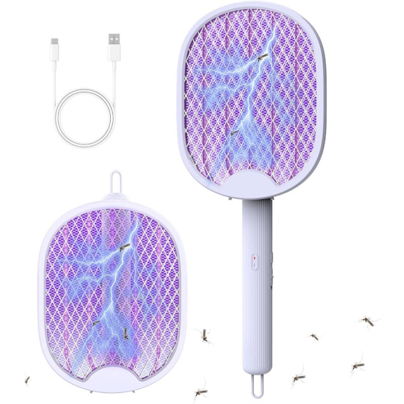 Ymyny - Raquette Anti Moustique Electrique Pliable 5W 3500V Affichage Numerique usb Rechargeable Batterie 1200mAh Eclairage led