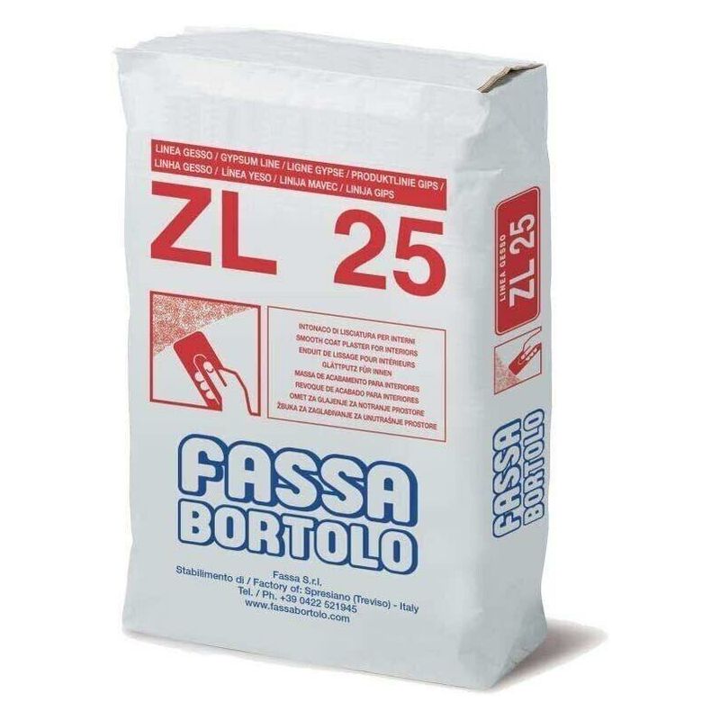 Rasante Bianco Fassa ZL 25 per lisciatura Interna a base di calce e cemento - 25 Kg