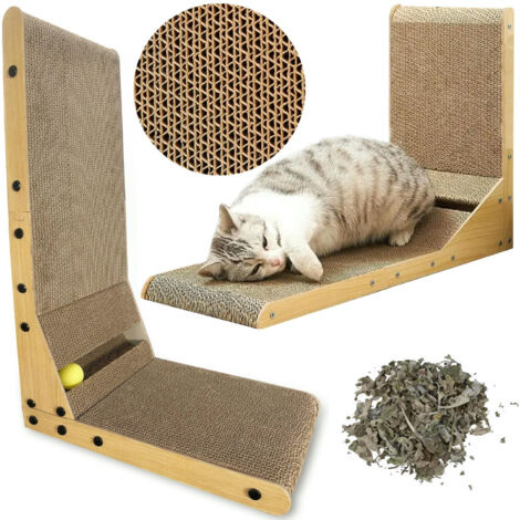 Rascador de esquina para gatos con pelota SNAPPY 60 cm + hierba gatera