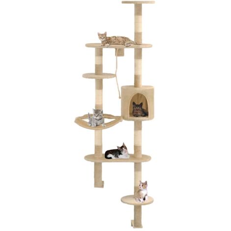 Rascador de gatos de pared con poste de sisal 194 cm beige