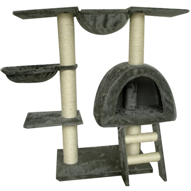 

vidaXL Rascador para Gatos Felpa Torre de Gato Gimnasio 105 cm Gris - Gris